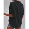 Women's Summer Shirt Short-sleeved Pocket Lapel Mid-length Cotton and Linen Shirt