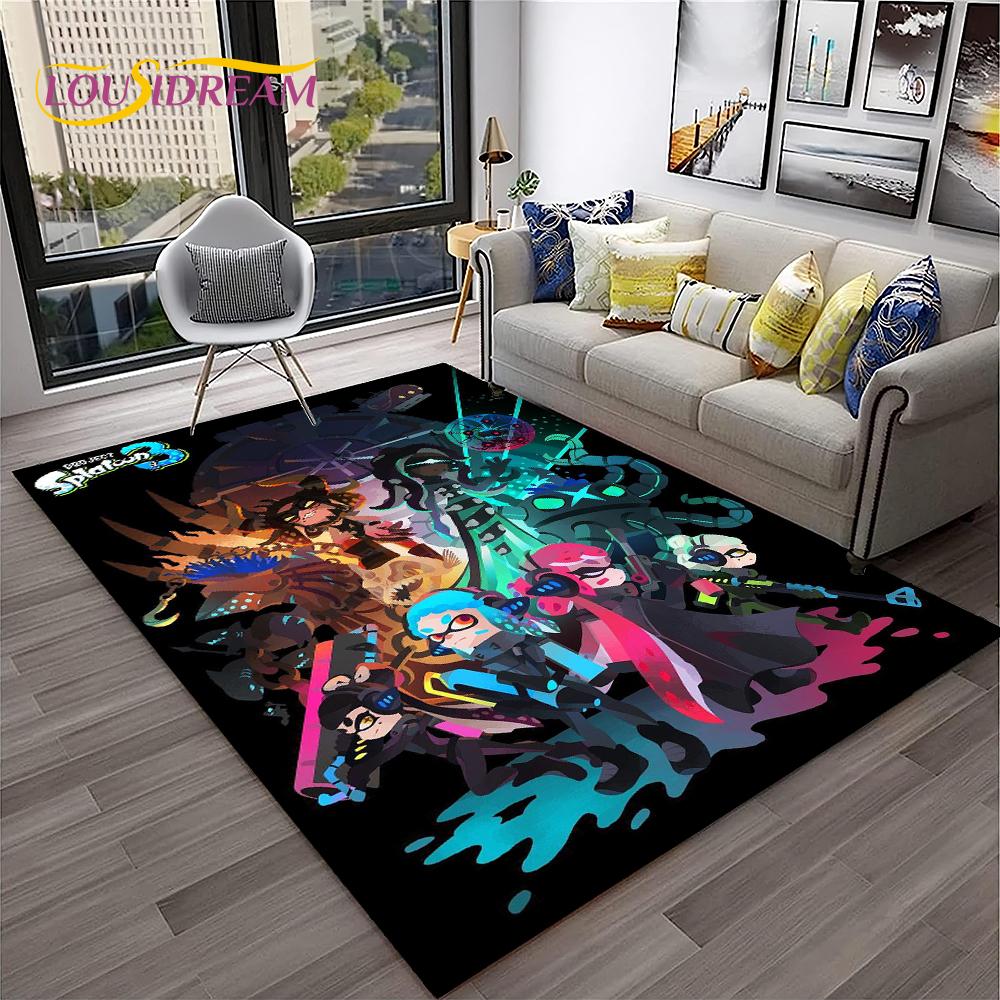 Cartoon PC Gamer 3D Games Splatoon Carpet Rug for Home Living Room Bedroom Sofa Doormat Decor,kids Area Rug Non-slip Floor Mat