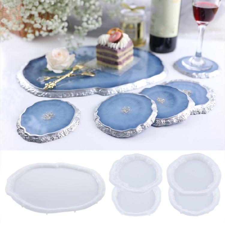 5Pcs Irregular-shaped Epoxy Silicone Molds Tray Casting Mould for DIY Casting