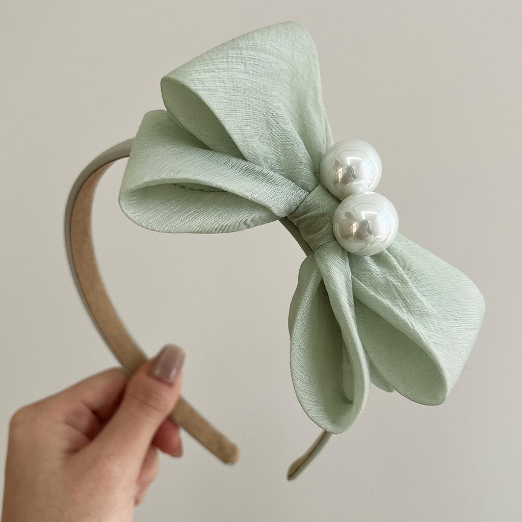 Spring Colorful Silk Bow Pearl Hairband Headband Adult Hair Accessories Hair Jewley
