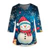 3D Snowman Print V-Neck Short Sleeve T-Shirt Women Men Casual Workwear Comfort Fit 2025