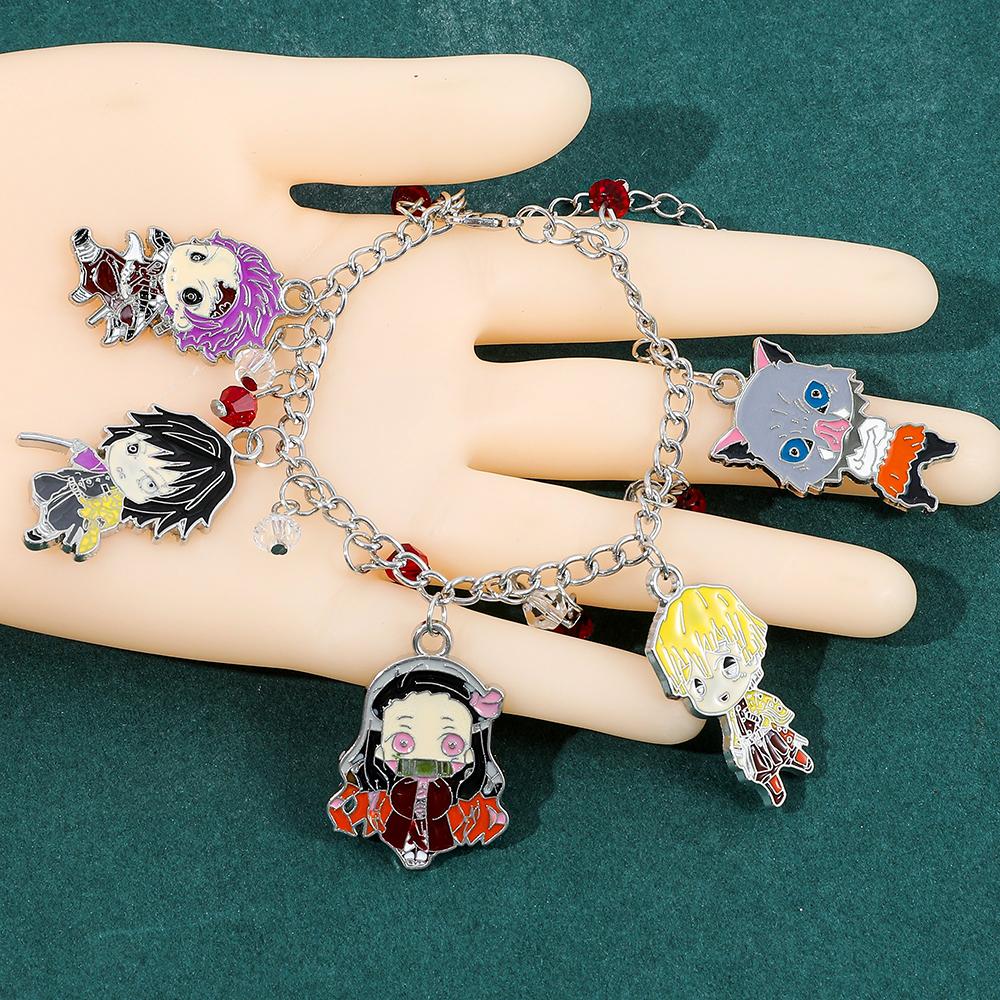 Demon Slayer Kimetsu No Yaiba Anime Bracelet DIY Charm Kamado Nezuko Pendant Cosplay Jewelry for Men And Women