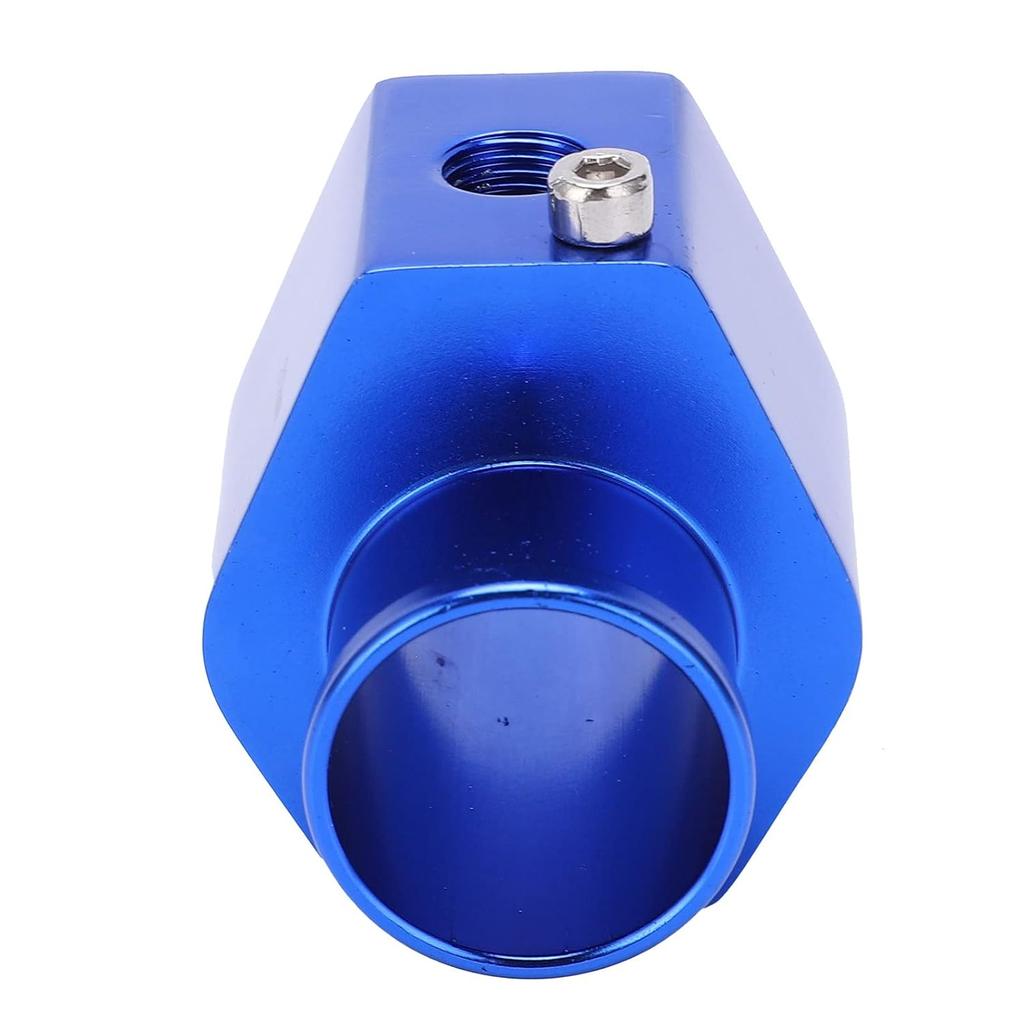 Universal Water Temp Joint Pipe, Aluminum Water Temp Temperature Joint Pipe Sensor Gauge Radiator Hose Adapter with Clamps, Blue 26mm