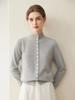 100% Pure Cashmere Buttoned Cardigan - Autumn/Winter Loose Half-High Collar Short Sweater