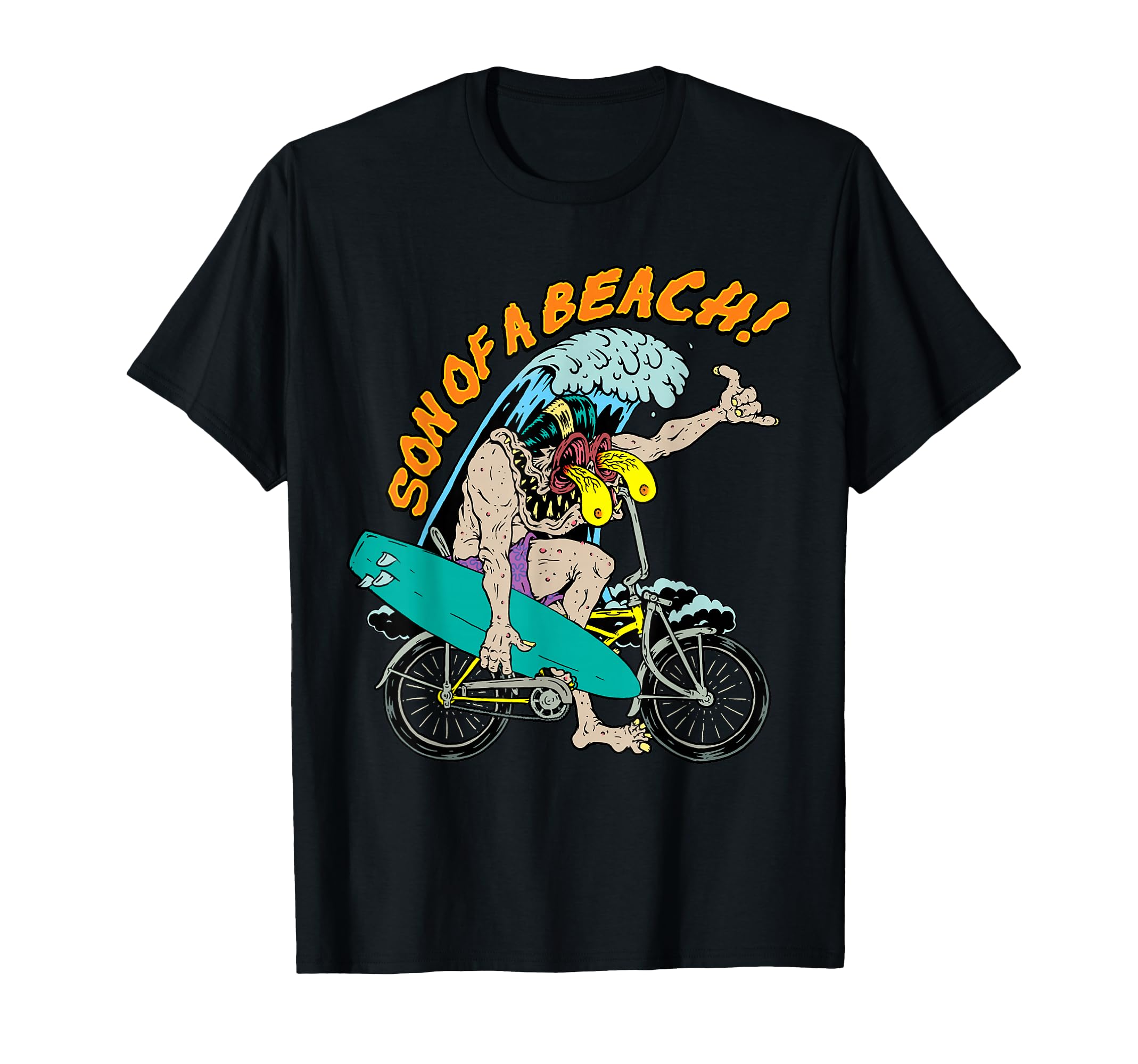 Monster Fink Surfer Dude Cool Bike Lowrider Surfboard T-Shirt