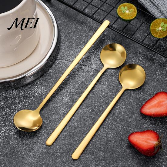 Lightweight Compact Spoon Stainless Steel Coffee Spoon, Round Small Teaspoon for Gold Plated Snack Utensil Dessert, Creative Stirring Ice Cream
