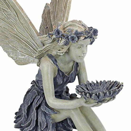 Garden Birds Feeder Resin Statue Outdoor Patio Yard Lawn Free Standing Fairy