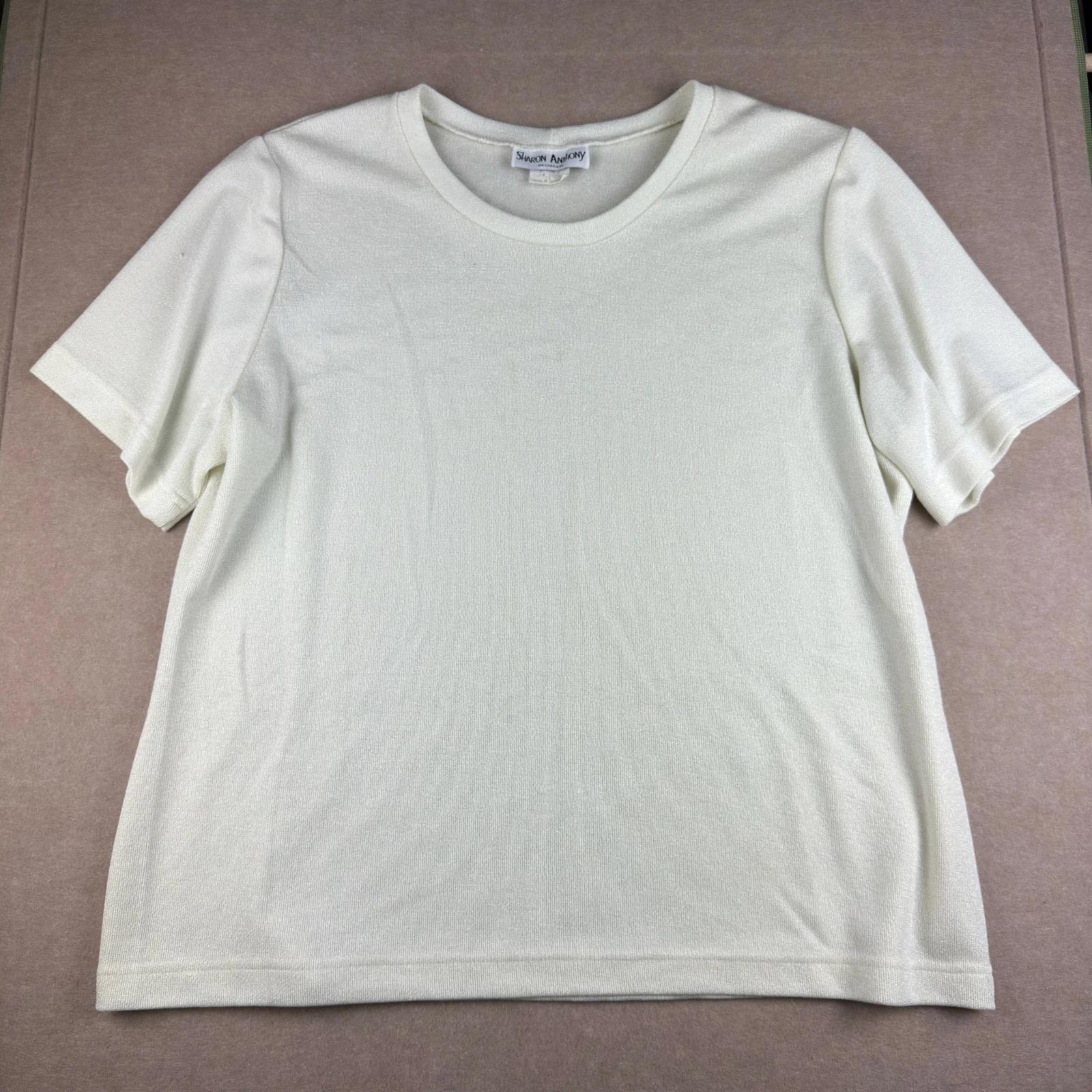 

Винтажная женская вязаная футболка Sharon Anthony 2XL цвета слоновой кости, сделано в США, 90-е 4XL