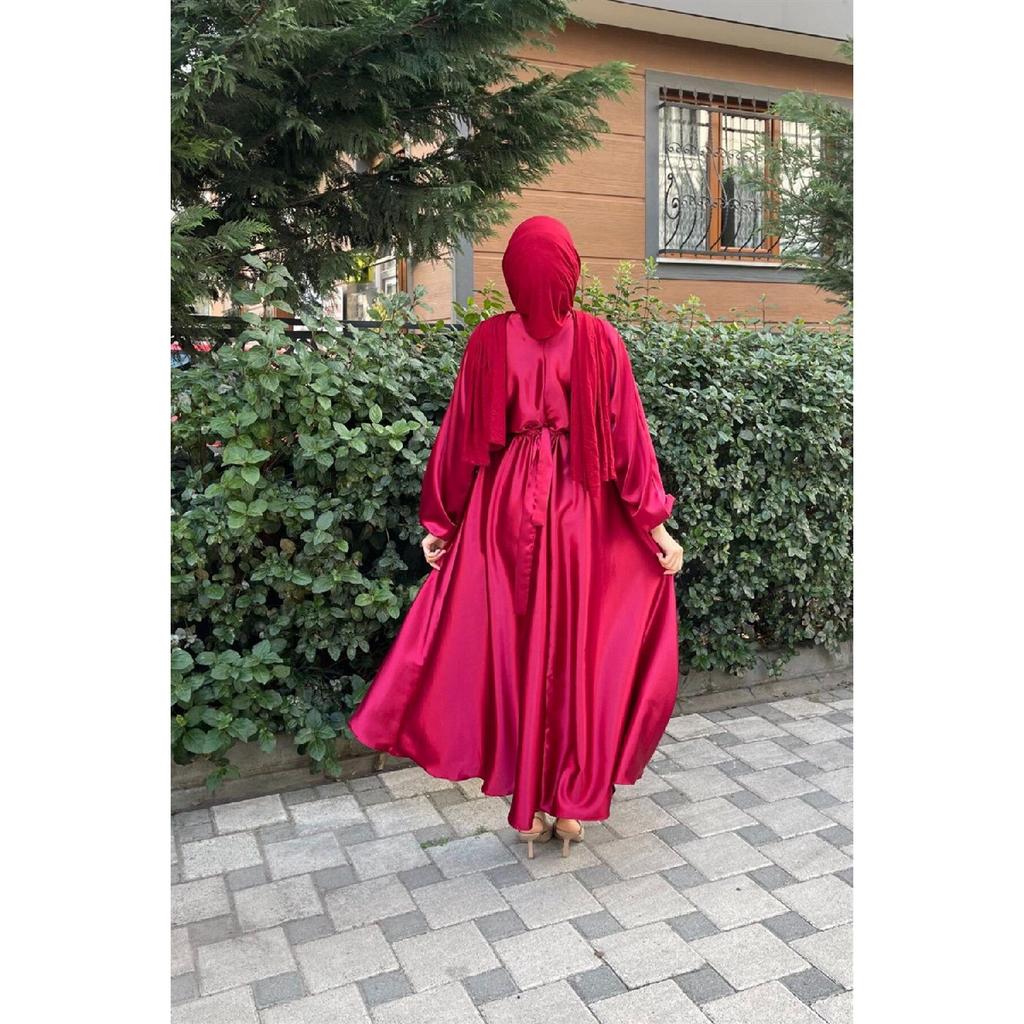 Rochie de seara din satin cu curea cu talie elastica Albastru bleumarin