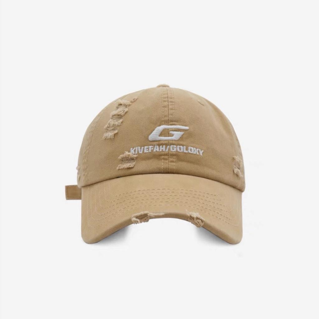 Street Distressed Perforated G Letter Baseball Caps  Men's and Women's Streetwear Hip Hop Embroidered Baseball Caps