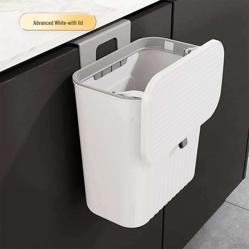 Wall-Mounted Sliding Lid Trash Can for Kitchen, Bathroom, and Living Room