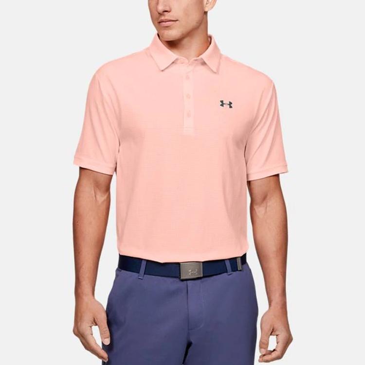 Under Armour Playoff Vented Heat-Pressed Logo Short Sleeve Polo Men Tops Light-Pink 1327038-845