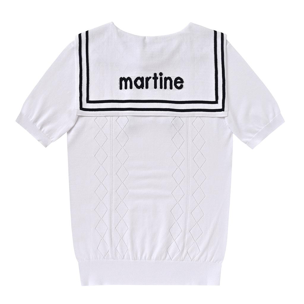 MARTINE GOLF Sailor Collar Sweater_White