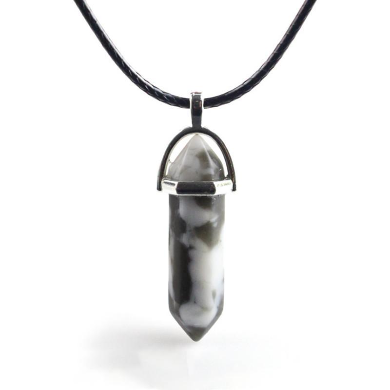 Stunning Hexagonal Column Pendant Necklace With Natural Quartz Crystal For Chakra Healing