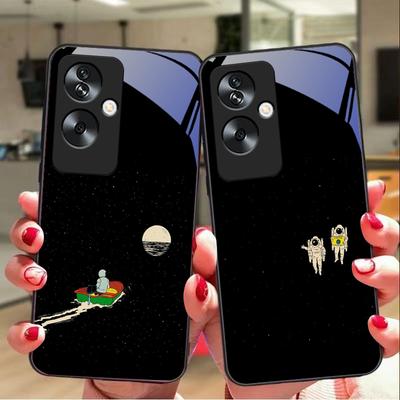 Weltraum Astronaut Für Oppo A79 5G 58 78 74 60 4G Reno 11F Realme GT 6 11 Note 50 10 C55 X2 Gehärtetes Glas Schwarz Handyhülle