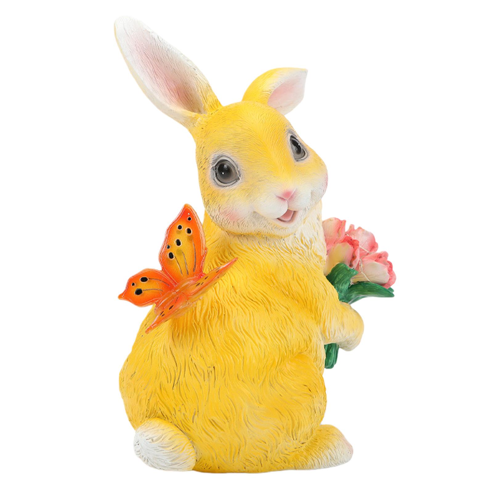 

Solar Bunny Statue for Patio Balcony Yard Lawn Ornament Resin Animal Sculpture Unique Housewarming Birthday Gifts for Women жёлтый