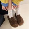 Fashion Flats Autumn New Round Toe Deep Mouth Suede Soft Sole Anti-slip Wear-resistant Single Shoes