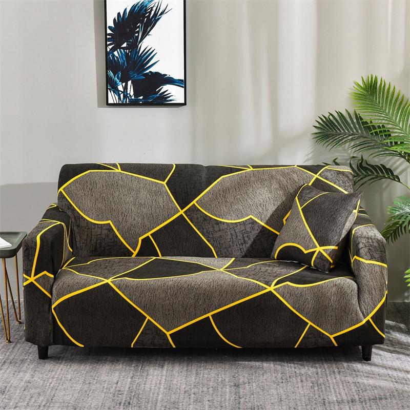 Printed Sofa Cover Stretch Couch Cover Sofa Slipcover Furniture Protector with Skid Foam Sticks and Elastic Bottom for Kid, Pets