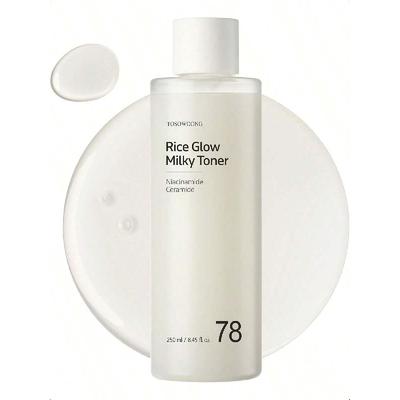 Tosowoong Rice Glow Milky Toner 250ml | 784.000 ppm Konzentriertes Koreanisches Reiswasser, Angereichert mit Niacinamid, Ceramiden Panthenol