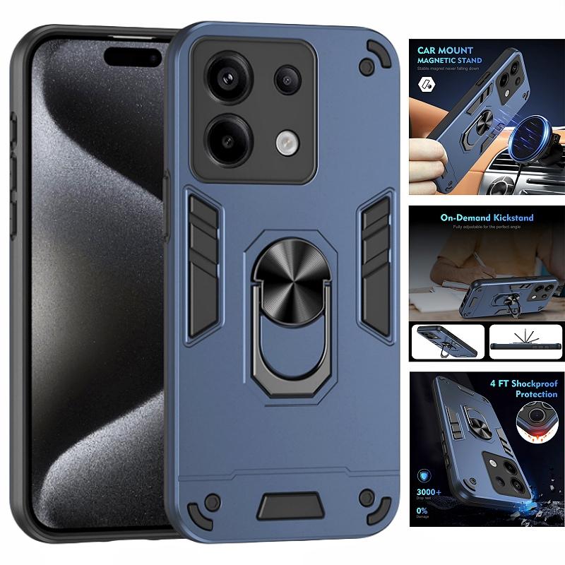 Armor Magnetic Holder Ring Case For Xiaomi Redmi Note 13 Pro 5G 4G Note13 Pro Plus 13C Camera Lens Protect Shockproof Back Cover