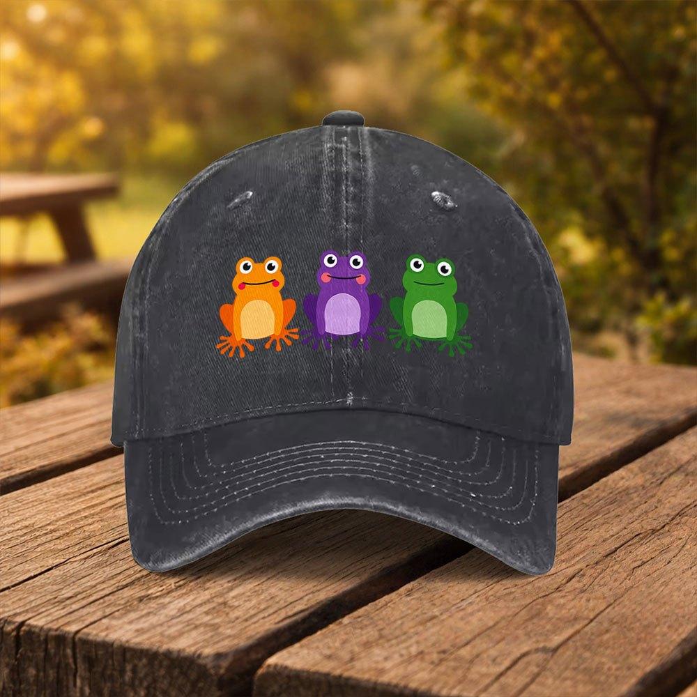 Unisex Adjustable Duckbill Baseball Cap with Frog Print Lightweight Suitable for Machine Washable for Christmas Gifts Fo