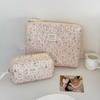 Vintage Floral Corduroy Makeup Bag - Large Capacity, Portable Cosmetic Storage Clutch