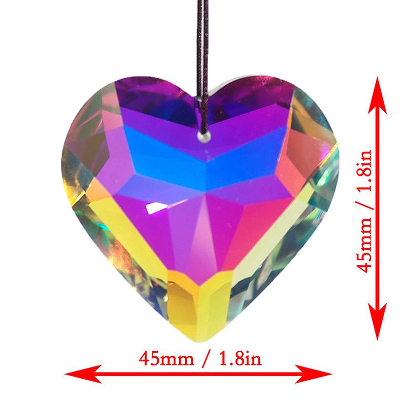 Seven-Color Crystal Glass Heart Ornament for Christmas Tree and New Year Decoration