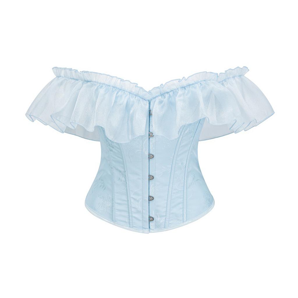Top Corsé Fruncido de Hombros Descubiertos para Mujer Corsé Vintage con Ballenas Bustier Estilo Victoriano Sin Tirantes Prenda Moldeadora para Disfrazar