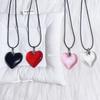 Minimalist Love Shape Pendant Necklace Feature Resin And Adjustable Leather Cord Fashion Neck Accessory
