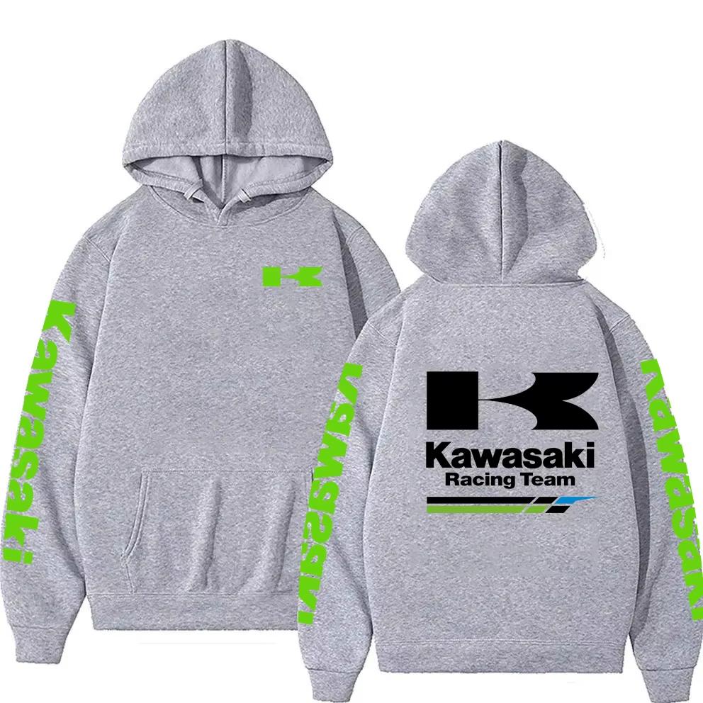 Women's Casual Fashion Pullover Couple Street Sweatshirts Spring and Autumn Men's Kawasaki Motorcycle Logo Print Sports Hoodies