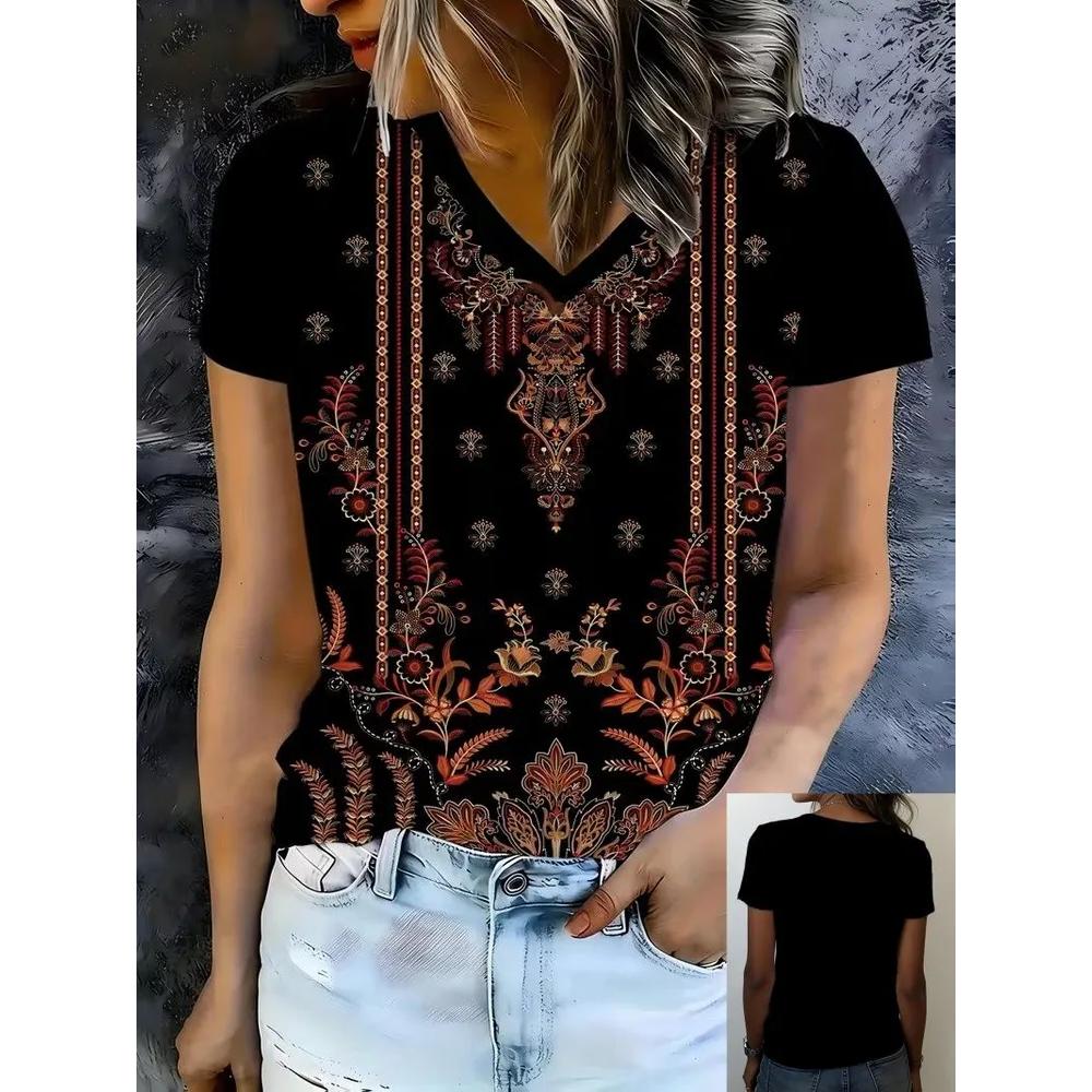Comfortable Versatile V-neck Women s Top Casual Loose Short-sleeved Fashion T-Shirts Women’s S