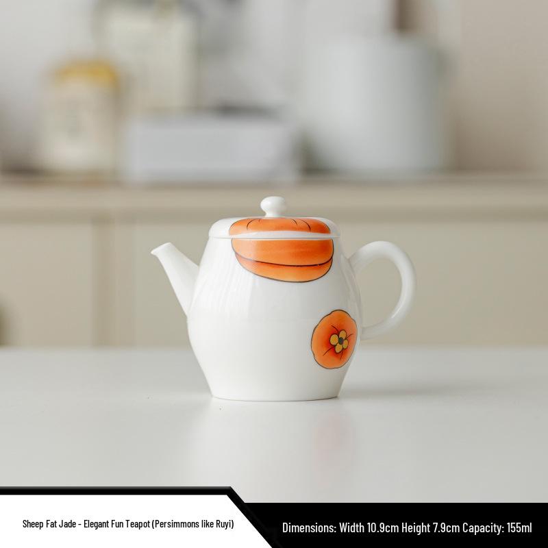 Xi Shi Jade Porcelain Teapot - Ink Wash Style Ceramic Pot for Women's Boutique Kung Fu Tea Set.