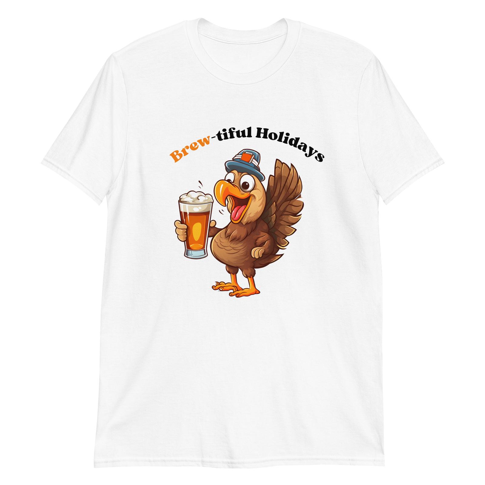 Brew-tiful Thanksgiving Cheer Beer T-Shirt Mens Womens Tees Top S