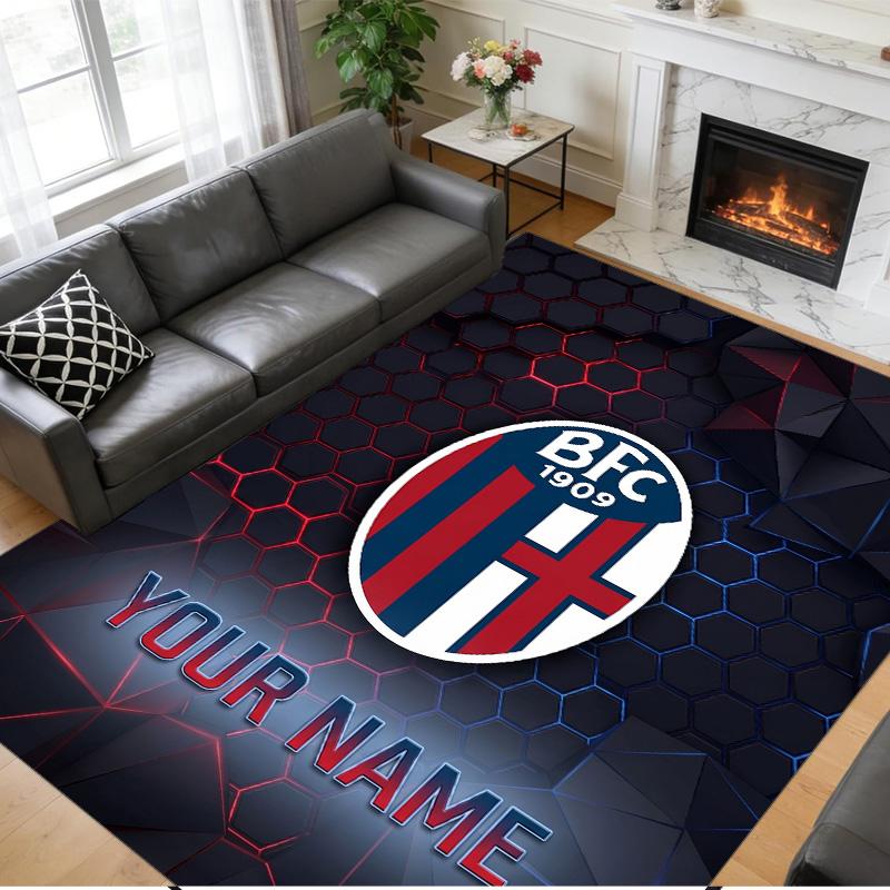 Crystal Velvet Rug Custom Name Text, Soft Non Slip Floor Mat Home DecorBologna FC
