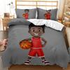 Afrikaanse Zwarte Jongen Dekbedovertrek Set, Zwarte Sport Beddengoed Set Eenpersoons Maat, Jongens Basketbal Bed Dekbedovertrek Polyester Quiltovertrek