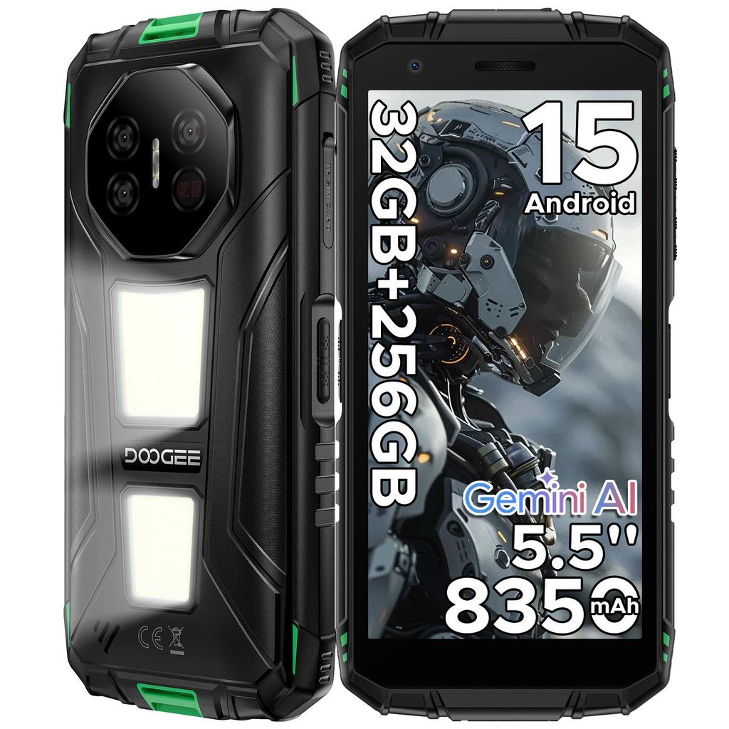 DOOGEE Fire 3 Max Rugged Phone, 32GB+256GB/2TB Android 15, 8350mAh 5.5" , 48MP+20MP Night Vision, 2 Camping Lights, IP68/IP69K/GPS