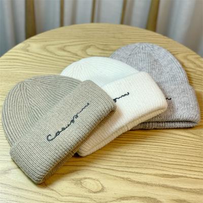 English Alphabet Rabbit Fur Beanie Women's Autumn and Winter Versatile Thickened Warm Pullover Ear Protection Knitted Hat Cold Hat for Adults