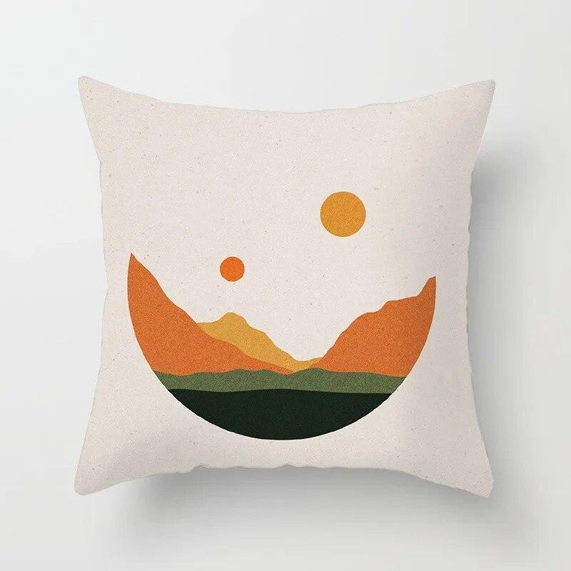 Hot Sale Modern Morandi Color Sofa Cushion Cover Home Nordic Abstract Mountain Moon Sun Geometric Pillow