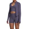 Women's European & American Sports Casual Three-Piece Set: Knitted Long Sleeve Zipper Jacket, Sports Vest, & Shorts Fitness Wear.