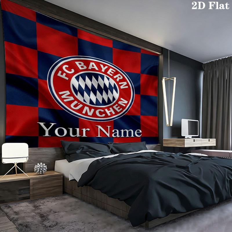 FC Bayern Munchen Custom Name Wall Tapestry Aesthetic Wall Hanging Printed Fabric Blanket Decorative Tapestries for Bedroom Living Room Home Decor