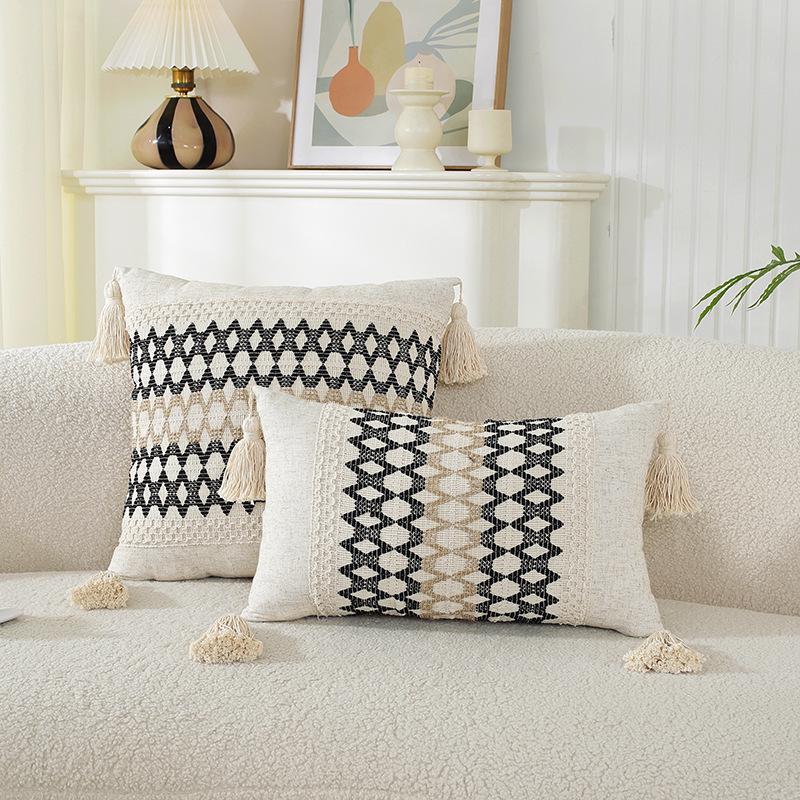 American Multicolor Jacquard Throw Pillow Cover for Sofa, Bed, Chair, and Car
