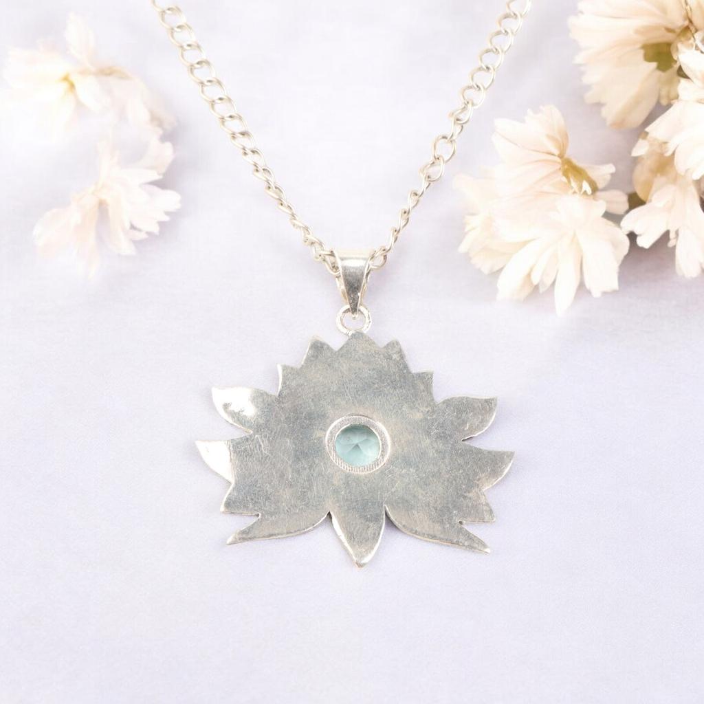 Natürlicher Himmelblauer Topas Edelstein 925 Sterlingsilber Schmuck Für Frauen Anhänger CP-23-11