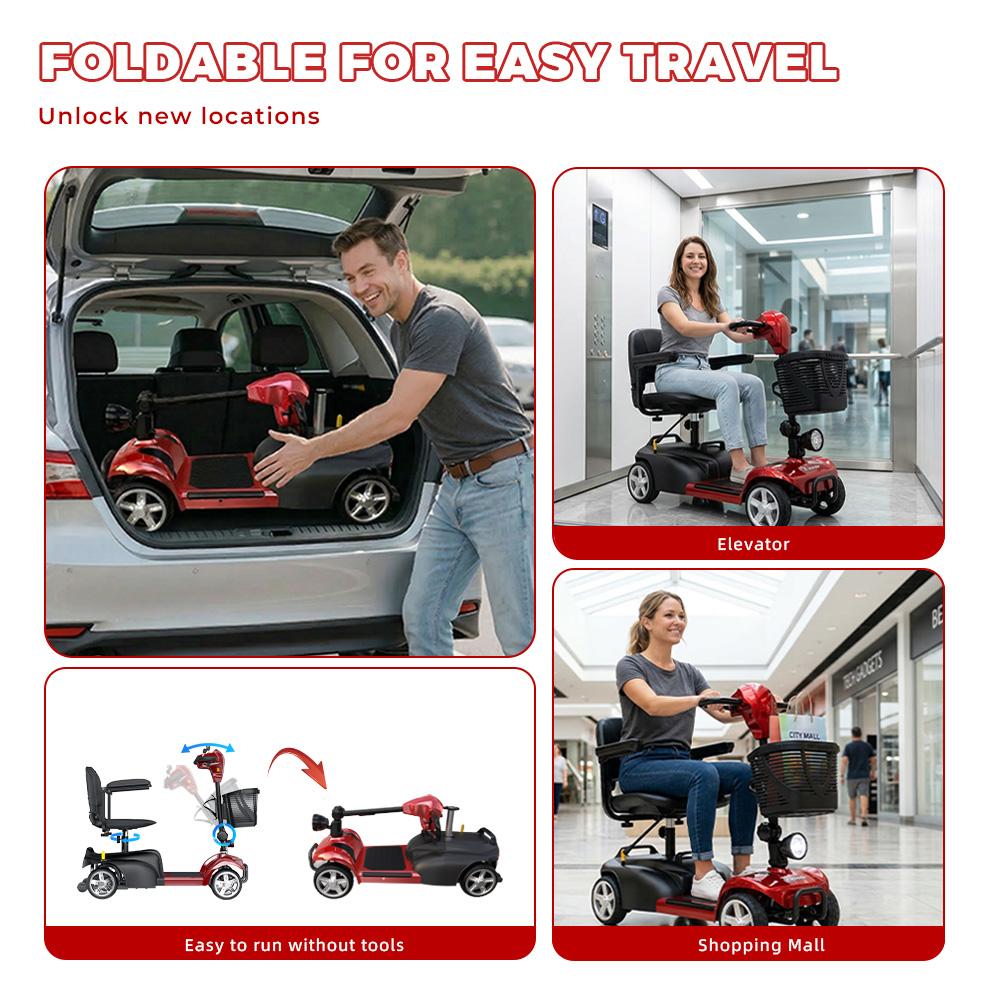 iScooter X02 Four-Wheel Scooter Suitable For Seniors/Disabled People 8KM/H 250W Motor 24V 12AH Battery Range 20KM Foldable Electric Scooter