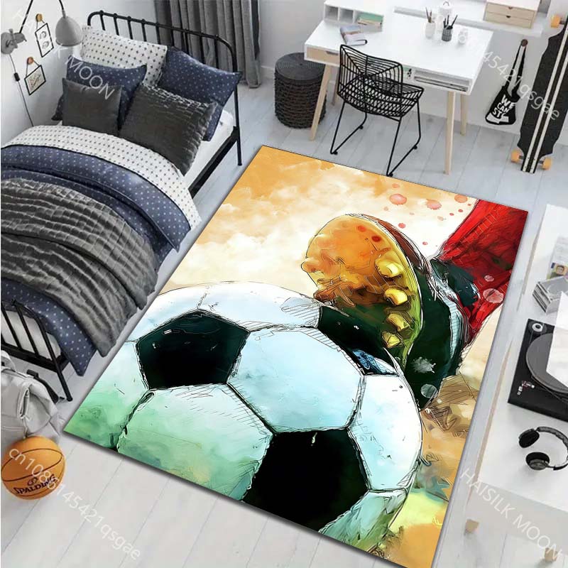 Soccer and Cleats Illustration Carpet for Living Room Bedroom Sofa Home Decor Rus Non-slip Floor Mat Luxury Gift Multiple Sizes