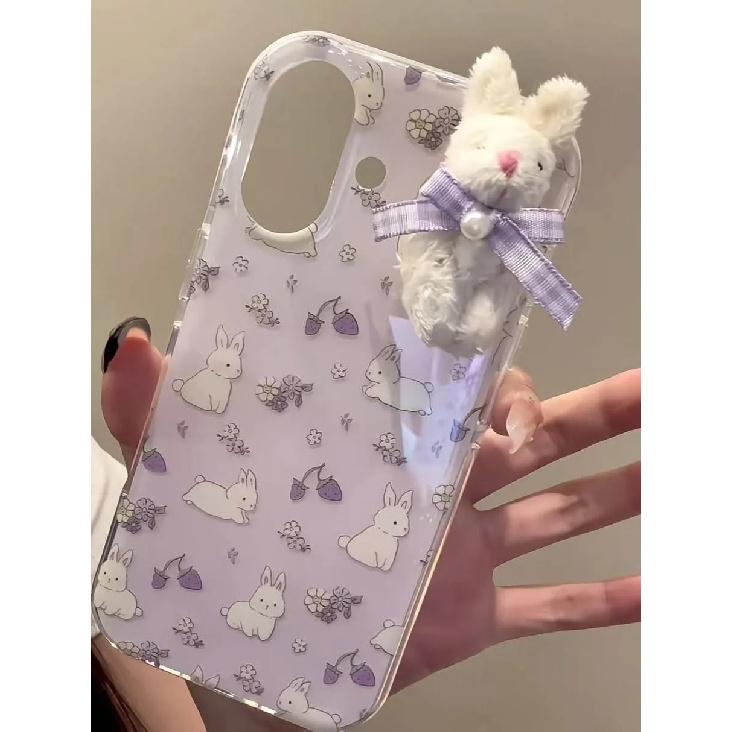 Purple Rabbit Phone Case For Apple iPhone 17 ProMax- Silicone Shockproof Cute Simple Cases Full Cover On iPhone 17/16/15/14/13/12/11/Pro/ProMax/Plus