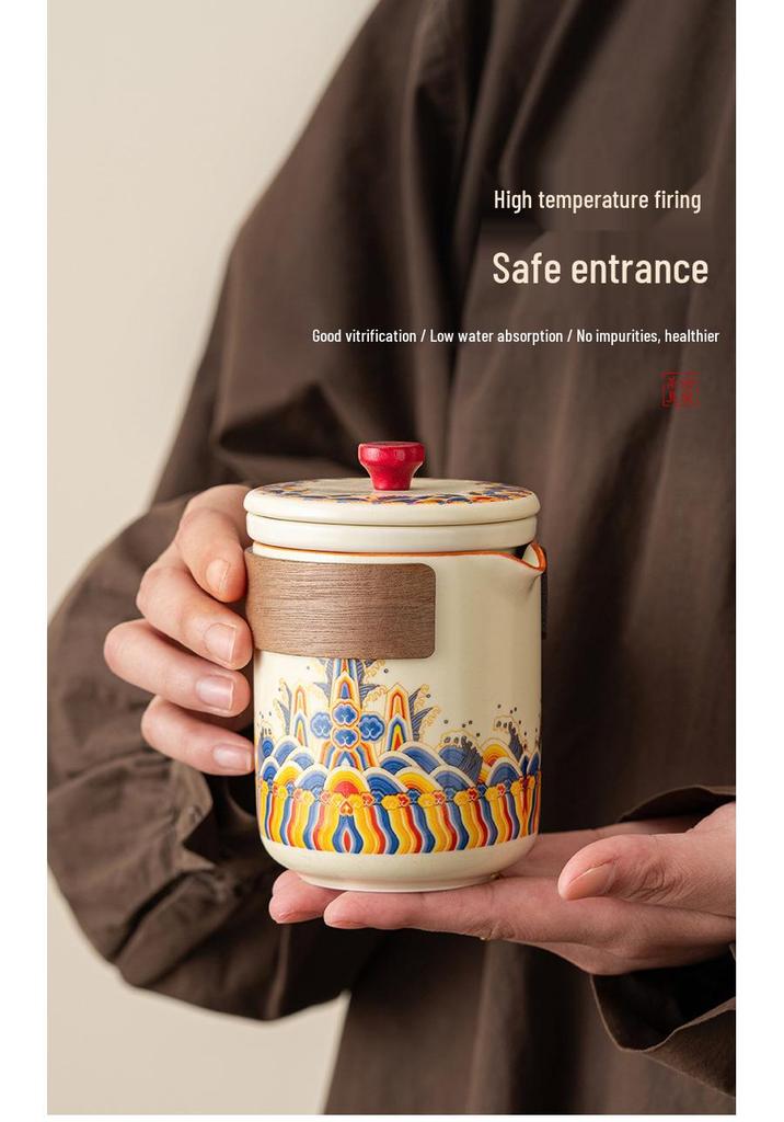 Portable Chinese-Style Tea Set: Quick-Brew, Water-Separating Cup for Travel, Outdoor, Camping, and Car Use.