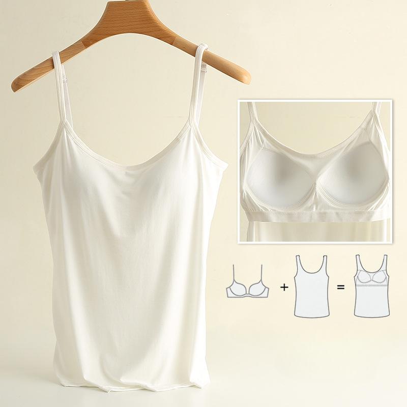 Modal Camisole Vest for Women with Bra Pads No Need To Wear Bra Thin Sports Cup Integrated Women's Underwear