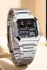 FOXBOX Men's Square Multifunctional Student Electronic Watch with Alarm and Waterproof Features