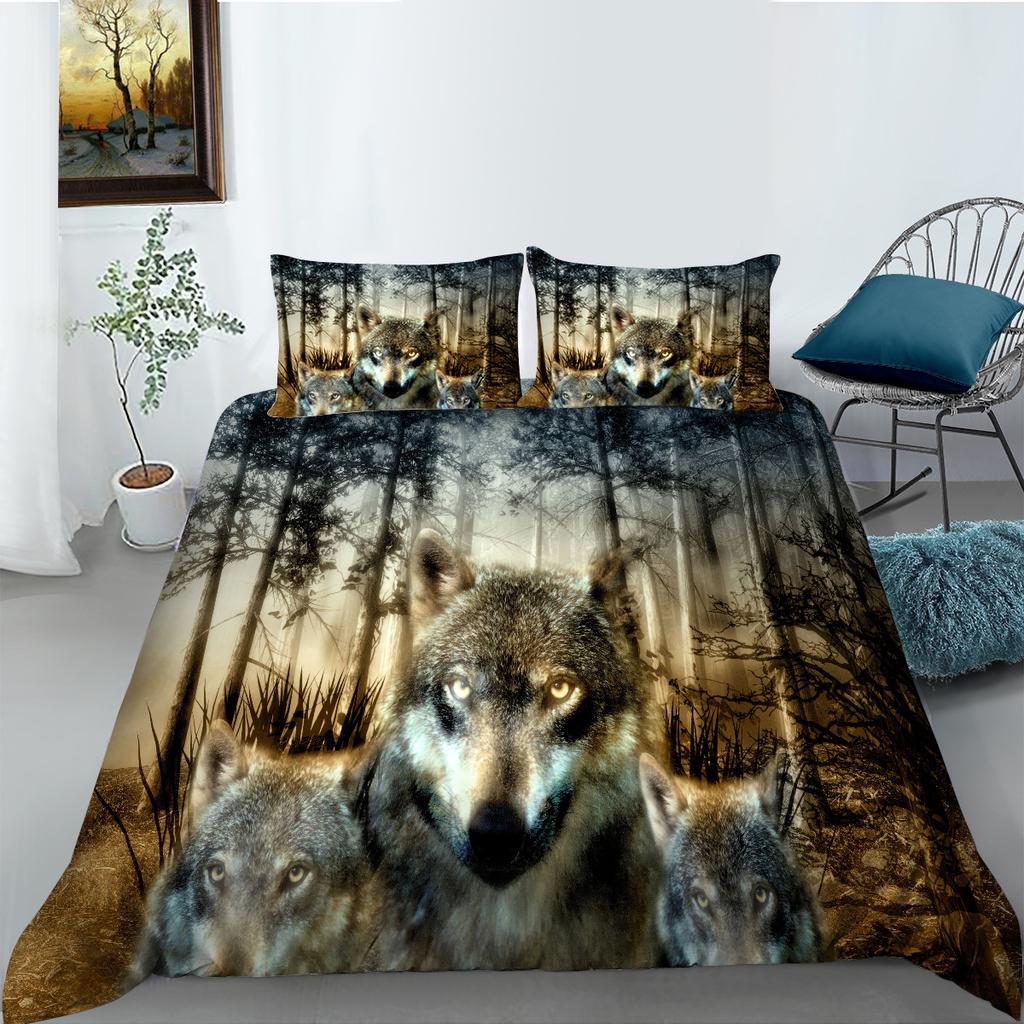 Bedding Two Or Three-Piece Set Wolf Series Digital Printing Polyester