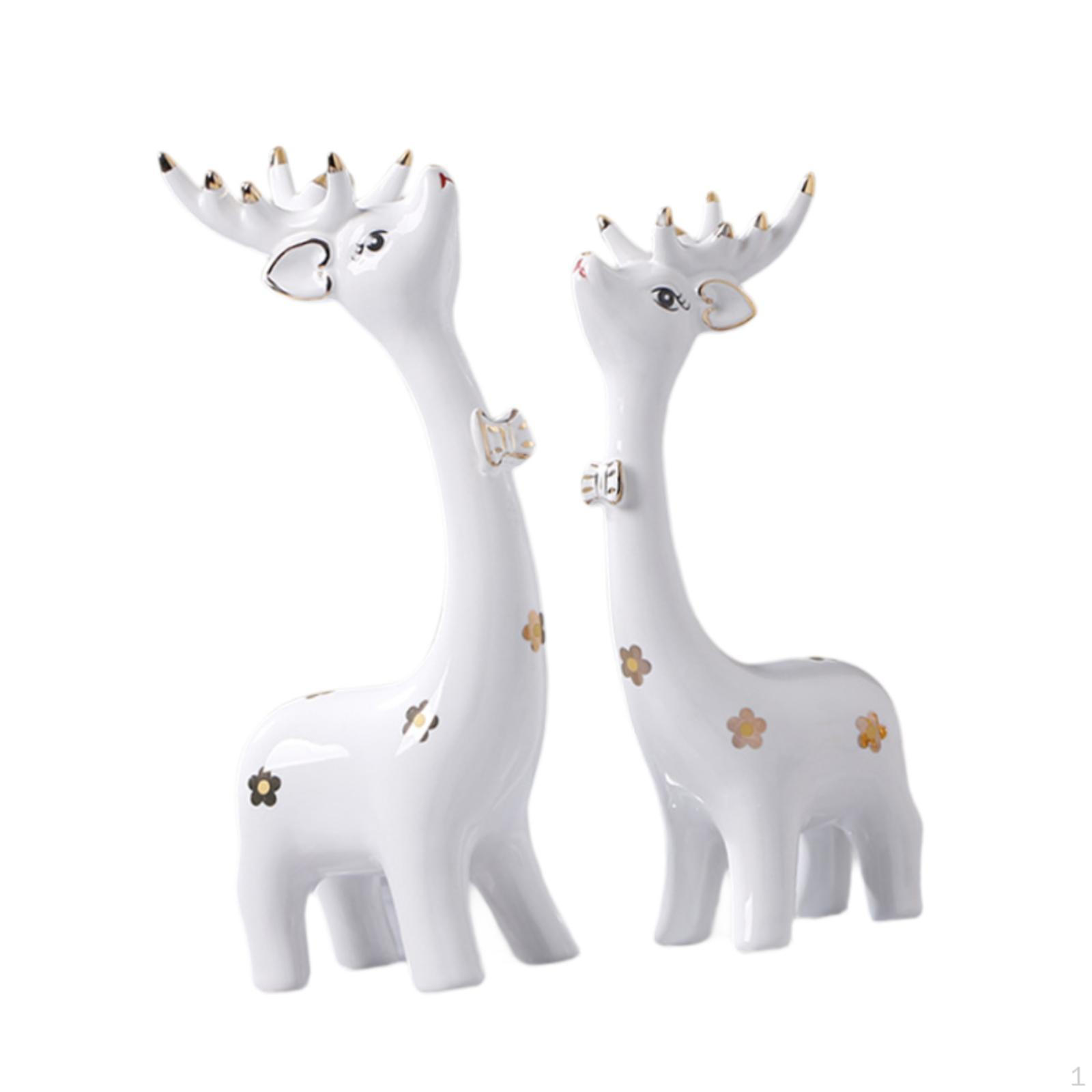 

2 шт. Статуэтки оленей Скульптуры животных Художественные изделия Декоративные фигурки Украшения для рабочего стола белый